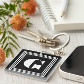 Fett 3-Rahmen-Monogramm | Schwarz/Weiß Schlüsselanhänger (Vorderseite rechts)