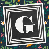 Fett 3-Rahmen-Monogramm | Schwarz/Weiß Serviette