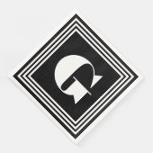 Fett 3-Rahmen-Monogramm | Schwarz/Weiß Serviette (Ecke)