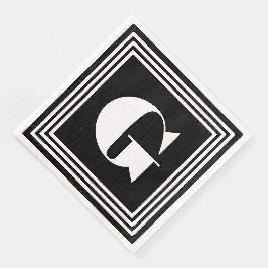 Fett 3-Rahmen-Monogramm | Schwarz/Weiß Serviette (Ecke)