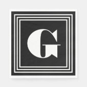 Fett 3-Rahmen-Monogramm | Schwarz/Weiß Serviette (Vorderseite)