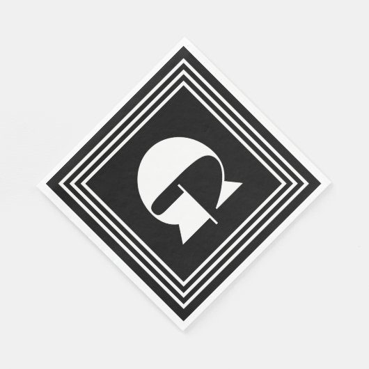 Fett 3-Rahmen-Monogramm | Schwarz/Weiß Serviette (Ecke)