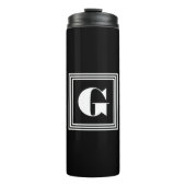 Fett 3-Rahmen-Monogramm | Schwarz/Weiß Thermosbecher (Vorderseite)