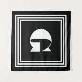 Fett 3-Rahmen-Monogramm | Schwarz/Weiß Wandteppich (Vorderseite (Horizontal))