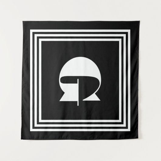 Fett 3-Rahmen-Monogramm | Schwarz/Weiß Wandteppich (Vorderseite (Horizontal))