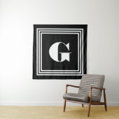 Fett 3-Rahmen-Monogramm | Schwarz/Weiß Wandteppich (Beispiel)
