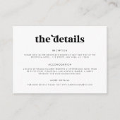 Fett 70er Retro Script Typografy Details Hochzeit Begleitkarte (Vorderseite)