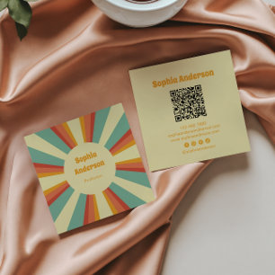 Fett 70er Style with Custom QR code - Retro Brust Quadratische Visitenkarte