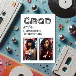 Fett 70er Typografy Retro Disco Graduation Party Einladung