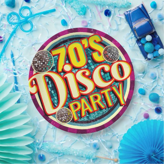 Fett 70's Disco Party | Bunte Nostalgie Pappteller (Party)