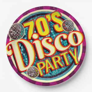 Fett 70's Disco Party   Bunte Nostalgie Pappteller