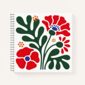 Fett-Abstract-Blumen-Notizbuch mit Mohn-Motiv Notizblock (Vorderseite)