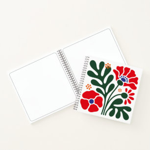 Fett-Abstract-Blumen-Notizbuch mit Mohn-Motiv Notizblock