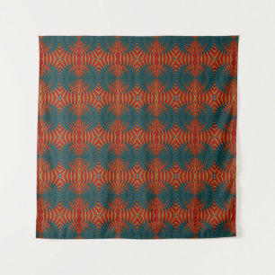Fett Abstrakt Hippie Cool Rot Blau Ethnisch Trippy Wandteppich