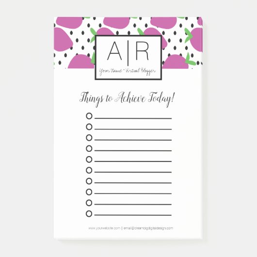 Fett Abstrakte Erdbeeren Post-it Klebezettel (Vorderseite)