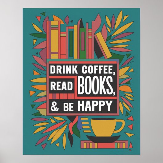 Fett Abstrakter "Drink Coffee, Read Books" Poster (Vorne)