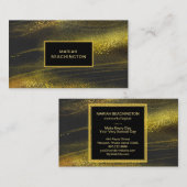 *~ Fett Abstrakter Goldstaub und schwarz Aufregung Visitenkarte (Vorne/Hinten)