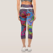 Fett Abstraktes Auberginen- und Farbschwenken Capri Leggings (Rückseite)