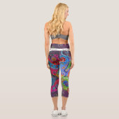 Fett Abstraktes Auberginen- und Farbschwenken Capri Leggings (Rückseite)