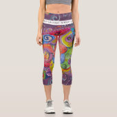 Fett Abstraktes Auberginen- und Farbschwenken Capri Leggings (Vorderseite)