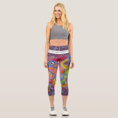 Fett Abstraktes Auberginen- und Farbschwenken Capri Leggings (Vorderseite)
