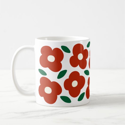 Fett Abstraktes Retro-Blume-Muster Kaffeetasse (Links)