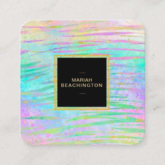 ** Fett Abstraktes Tier AP93 Goldneon Quadratische Visitenkarte (Vorderseite)