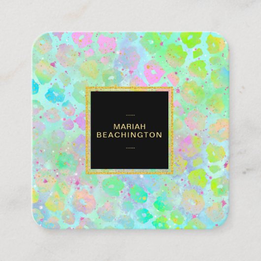 ** Fett Abstraktes Tier AP93 Neon Gold Quadratische Visitenkarte (Vorderseite)