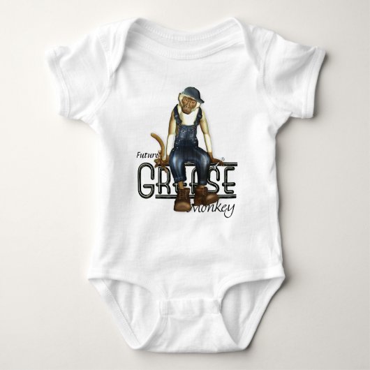 Fett-Affe-Mechaniker-Baby-T-Shirts Baby Strampler (Vorderseite)