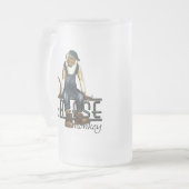 Fett-Affe-Mechaniker-humorvolle Bier-Tasse Mattglas Bierglas (Vorderseite Links)