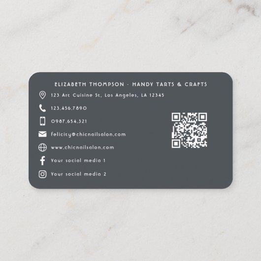 Fett Afro Glam Crafting Business Branding Visitenkarte (Rückseite)