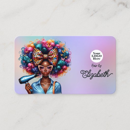 Fett Afrozentric Black Woman Hair Salon Branding Visitenkarte (Vorderseite)