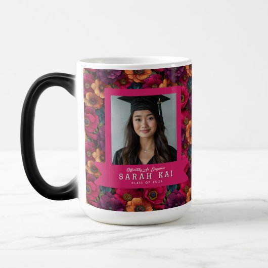 Fett Anemonen Muster Absolvent Kaffee Verwandlungstasse (Links)