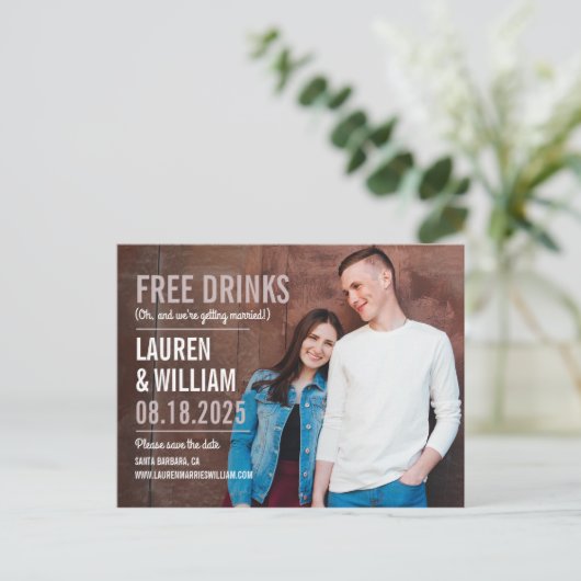 Fett anfragend EDITABLE FARBE Save the Date Postca Postkarte (Stehend Vorderseite)