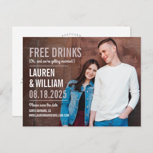 Fett anfragend EDITABLE FARBE Save the Date Postca Postkarte (Vorne/Hinten)