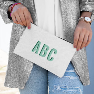 Fett Aquamarin 3 Letter Monogram Zubehörtasche