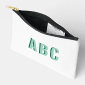 Fett Aquamarin 3 Letter Monogram Zubehörtasche (Offen)