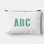 Fett Aquamarin 3 Letter Monogram Zubehörtasche (Vorderseite)