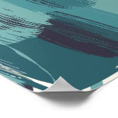 Fett Aquamarine Pinselstriche auf weißem Hintergru Poster (Ecke)