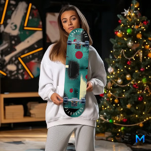 Fett Aquamarines und Abstraktes geometrisches Skat Skateboard