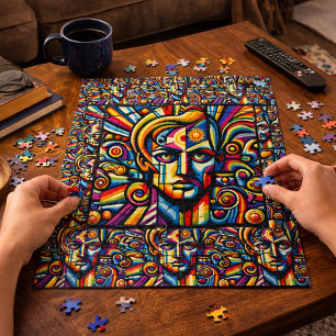 Fett, augenfang, mehrfarbig, Abstrakt Puzzle