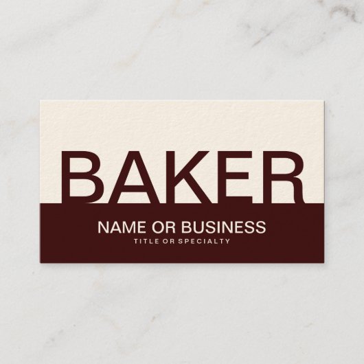Fett BAKER (Farbe anpassbar) Visitenkarte (Vorderseite)