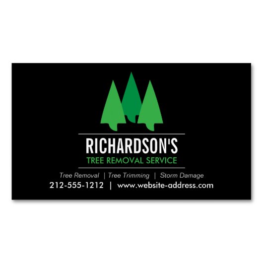 Fett-Baumservice-Logo grün/schwarz Magnetische Visitenkarte (Vorderseite)