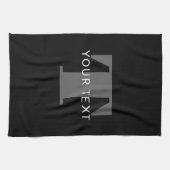 Fett bearbeitbarer Text | Schwarz-weiß & grau Geschirrtuch (Horizontal)