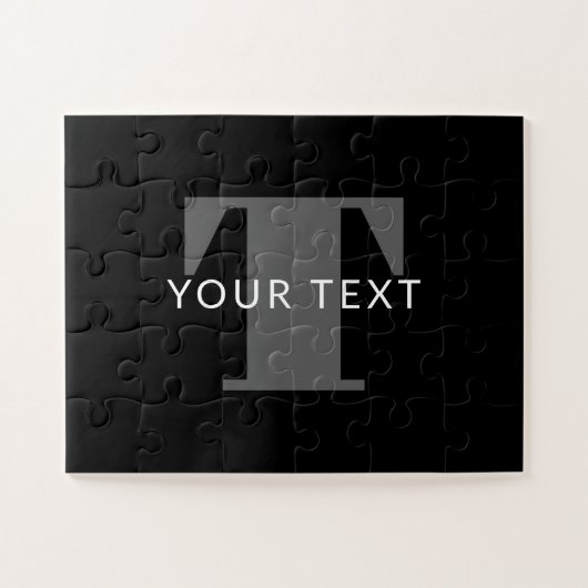 Fett bearbeitbarer Text | Schwarz-weiß & grau Puzzle (Horizontal)