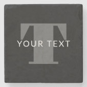 Fett bearbeitbarer Text | Schwarz-weiß & grau Steinuntersetzer (Vorderseite)