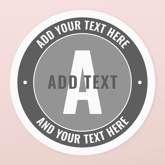 Fett bearbeitbarer Text und Monogramm | Grau und W Etiketten