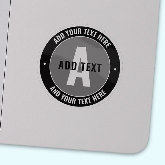 Fett bearbeitbarer Text und Monogramm | Schwarz &  Aufkleber