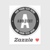 Fett bearbeitbarer Text und Monogramm | Schwarz &  Aufkleber (Blatt)