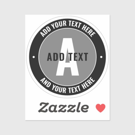 Fett bearbeitbarer Text und Monogramm | Schwarz &  Aufkleber (Blatt)